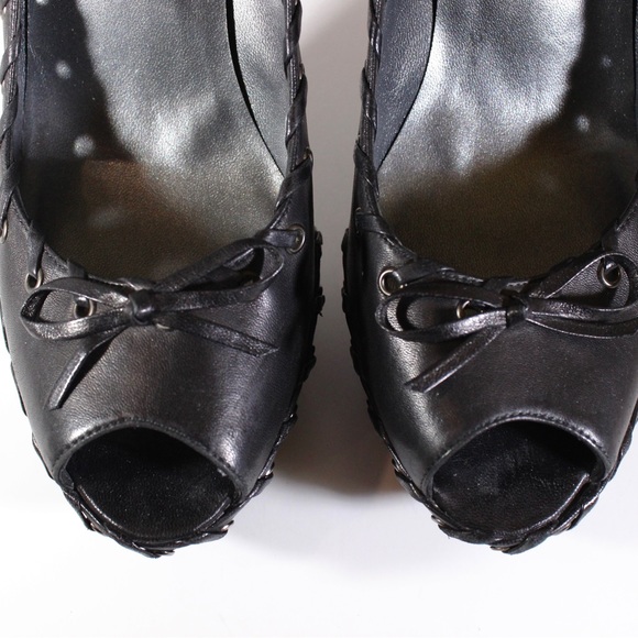 STUART WEITZMAN Black Platform Stiletto High Heel Genuine Leather Lace Detail 8 - Picture 3 of 12